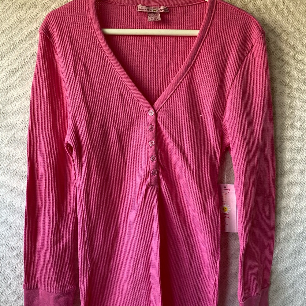 Dream Modes Pink Waffle-Weave T-Shirt-M